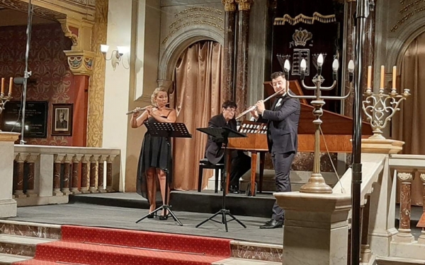 Koncert tria w synagodze Tempel w Krakowie. Sierpień 2020